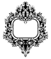 Vintage Frame Vector. Classic rich ornamented carved decors. Baroque sophisticated designs