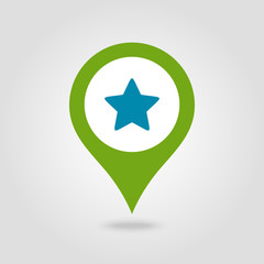 Star favorite pin map icon. Map pointer, markers.