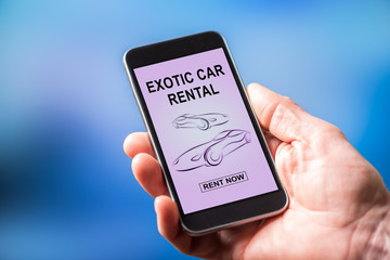 Exotic car rental concept on a smartphone