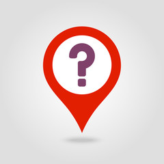 Question mark pin map icon. Map pointer, markers.