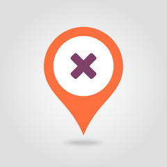 Delete pin map icon. Map pointer, markers.