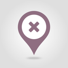 Obraz premium Delete pin map icon. Map pointer, markers.