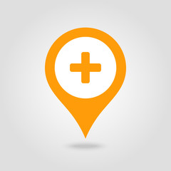 Plus, Hospital ,Pharmacy, Clinic pin map icon.