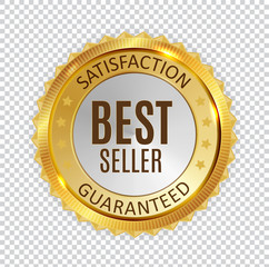 Best Seller Golden Shiny Label Sign. Vector Illustration