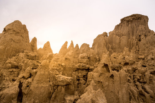 Landscape of geological formations of Aguadem de Valdemira or also called Aguaral de Valpalmas in zaragoza spain