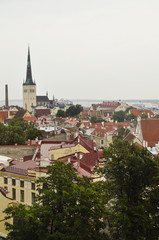 Obraz premium old streets, houses and roofs of the Old Town in Tallinn