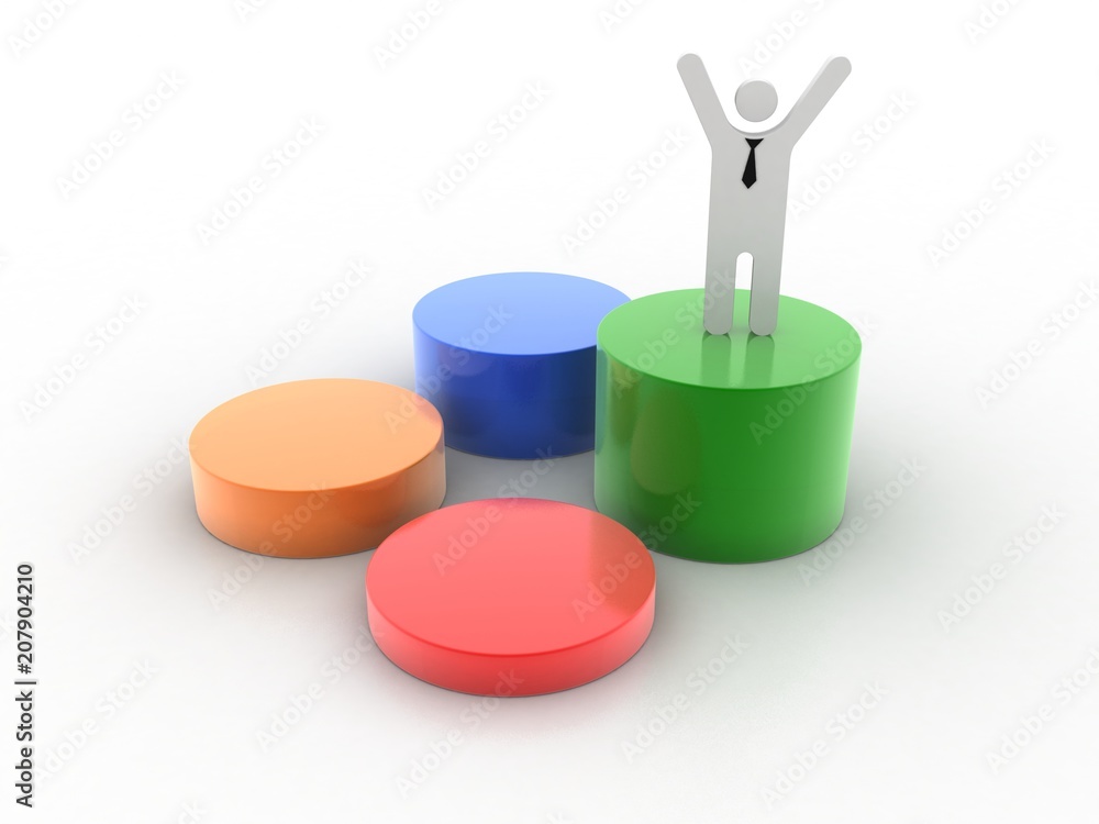 Aufkleber 3d rendering business man with pie graph
