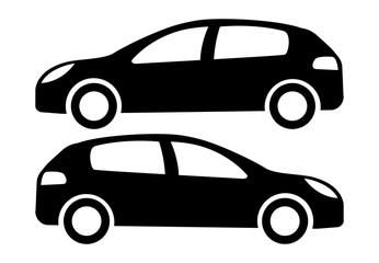 Fototapeta na wymiar Two black car silhouettes on a white background. Vector illustration. 