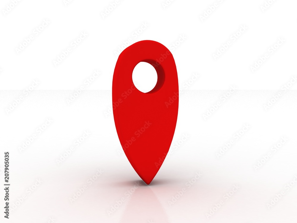 Poster 3d rendering Red map pointer
