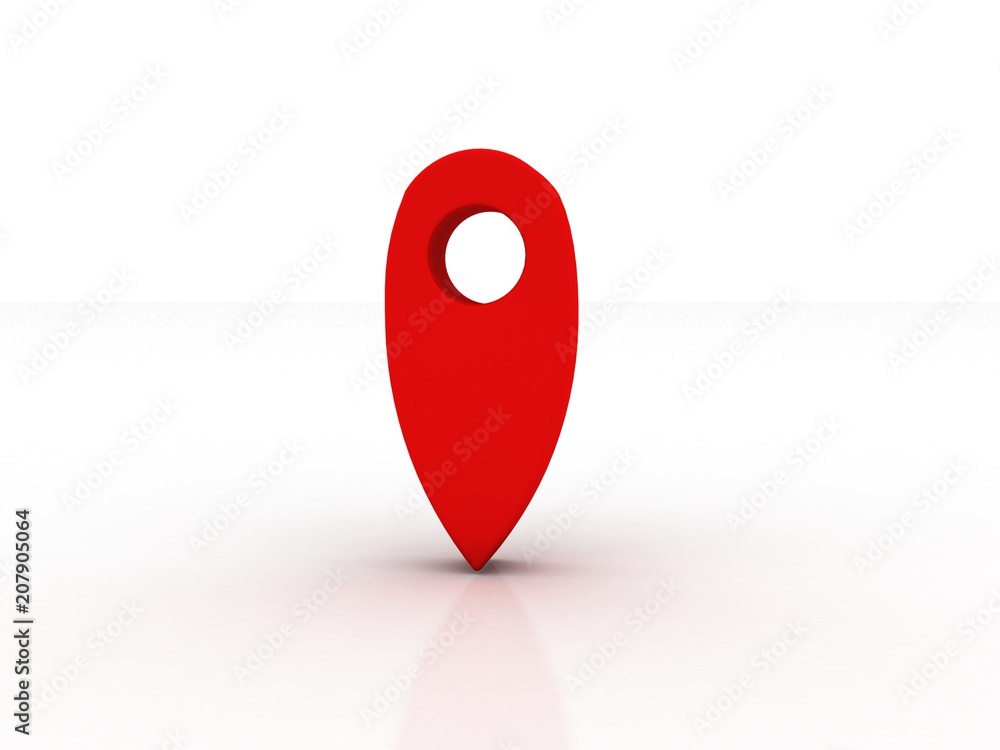 Poster 3d rendering Red map pointer
