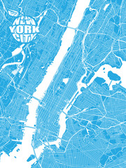 Blue map of New York City with Apple Logo