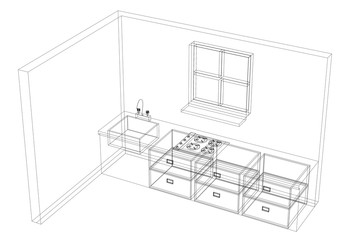 Kitchen Plan Architect blueprint - isolated
