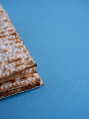 Matzot bread, jewish passover traditional food. Free space for text, can be used as greeting card.