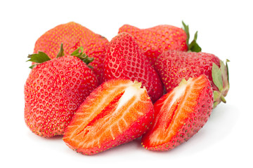 Strawberry fruit closeup on white