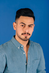 Obraz premium Cool smile face and pose of confidence Asian man with beard.