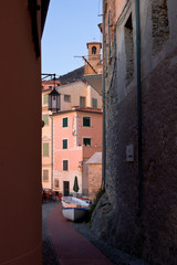 Fototapeta na wymiar Tellaro, alley view of old town, Ligurian coast - La Spezia, Lerici 