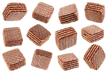 Brown square wafers collection on white