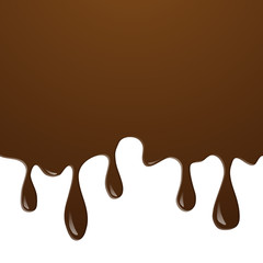 Realistic of Chocolate or Ice cream chocolate splash and melt flowing and dripping on white background. Vector desert background concept.