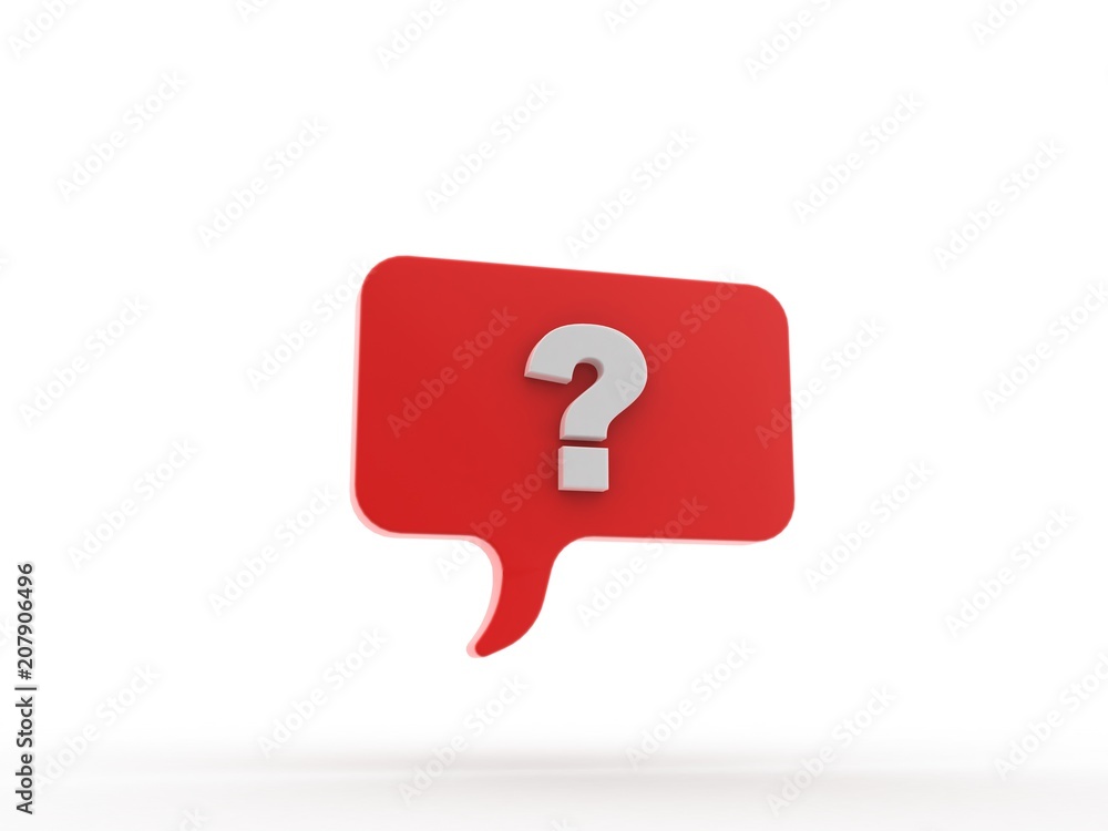 Poster 3d rendering question mark in speech bubble