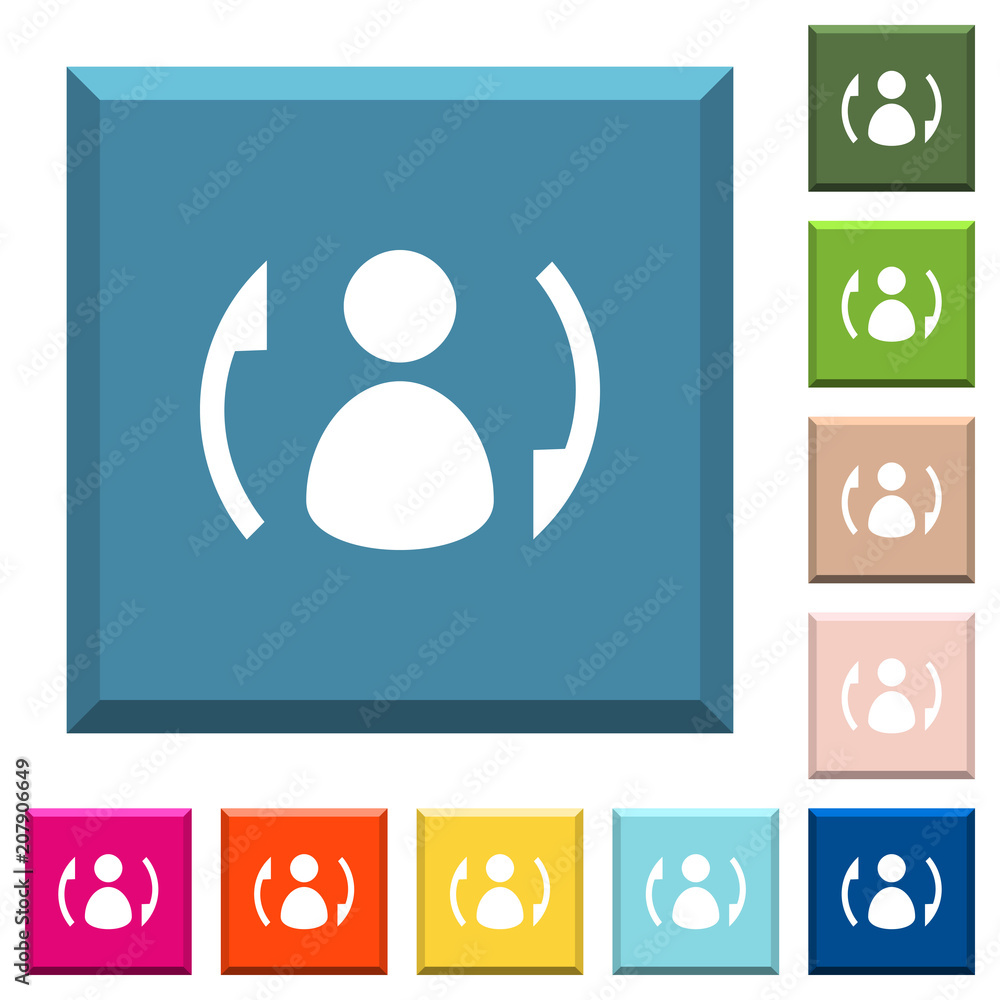 Poster syncronize contacts white icons on edged square buttons