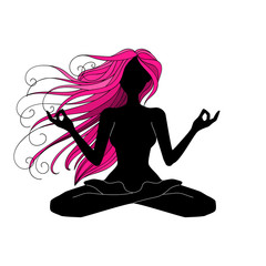 Beautiful woman silhouette meditating, doing yoga, graphic vector illustration design