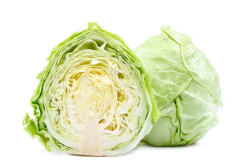 Fresh cabbage head isolated on white background