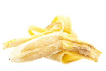Banana with decay isolated on white background