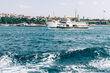 Ferryboat in the Bosporus in Istanbul, Turkey