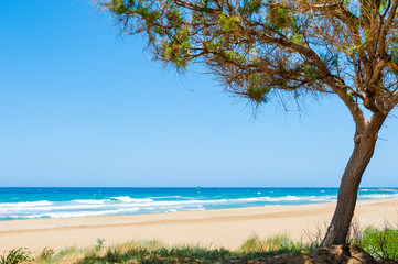 Beautiful beach with turquoise water on Crete island, Greece.