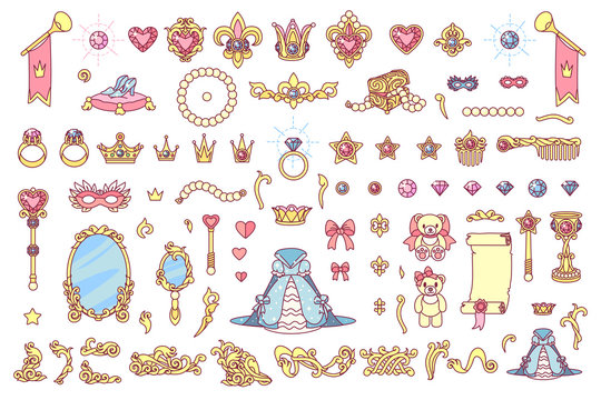 vector royal jewelry collection of Little Princess
