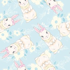Fototapeta premium Seamless pattern with cute cartoon bunny. Baby pattern.
