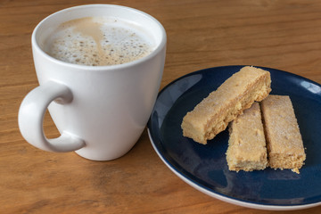 shortbread biscuits with cup of coffee