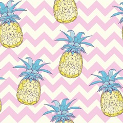 Vector Seamless Pattern with Pineapples