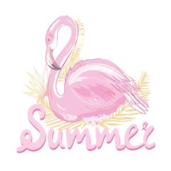 Pink flamingo vector illustration © Vladimir