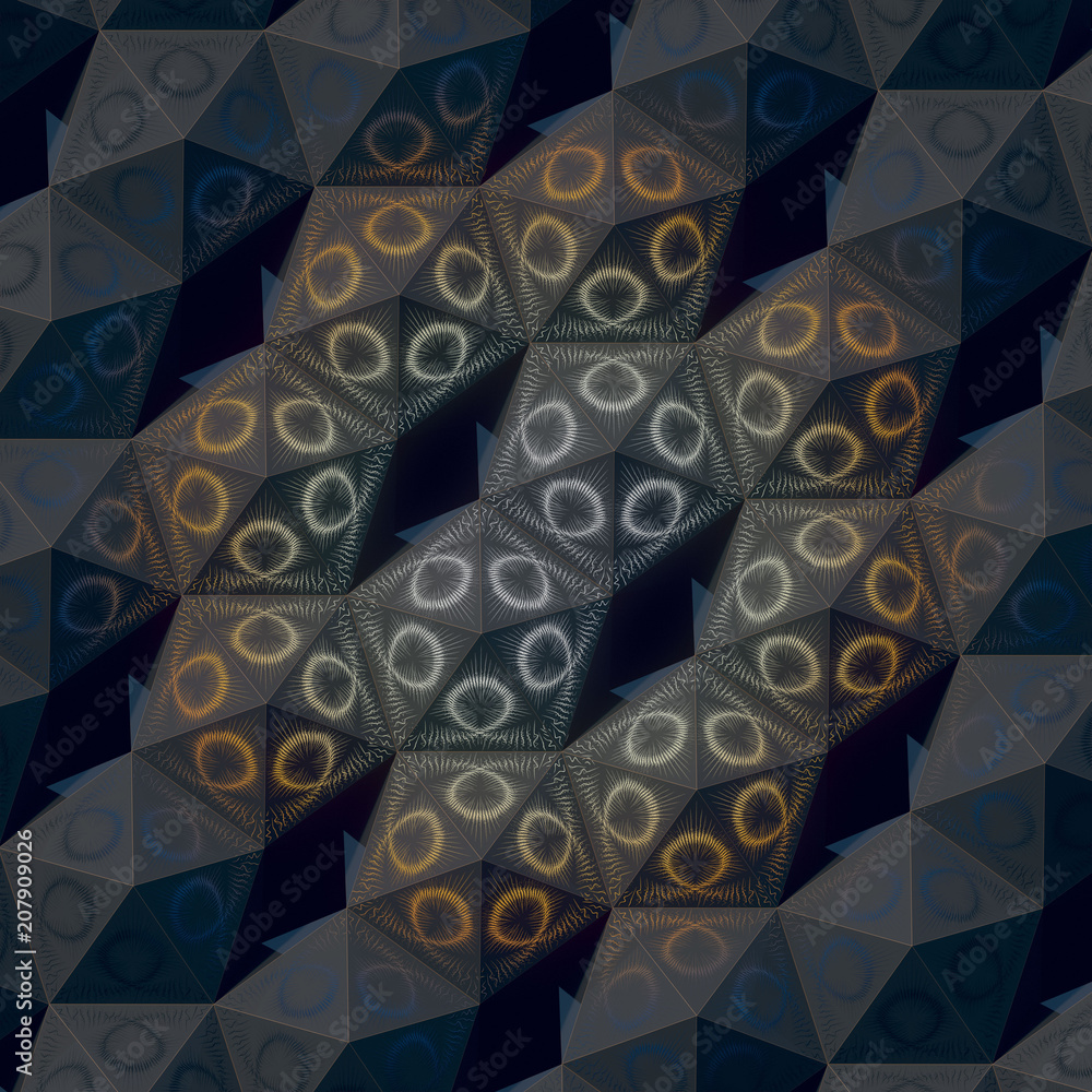 Aufkleber Dark grey abstract surface pattern. 3d rendering