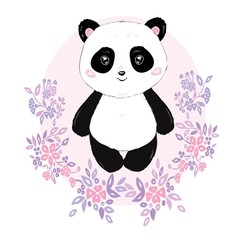 Panda illustration vector, cute panda head isolated on white background