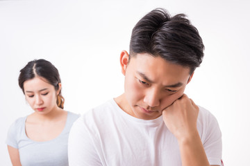 Unhappy. Couple in trouble. Conflict and couple crisis.