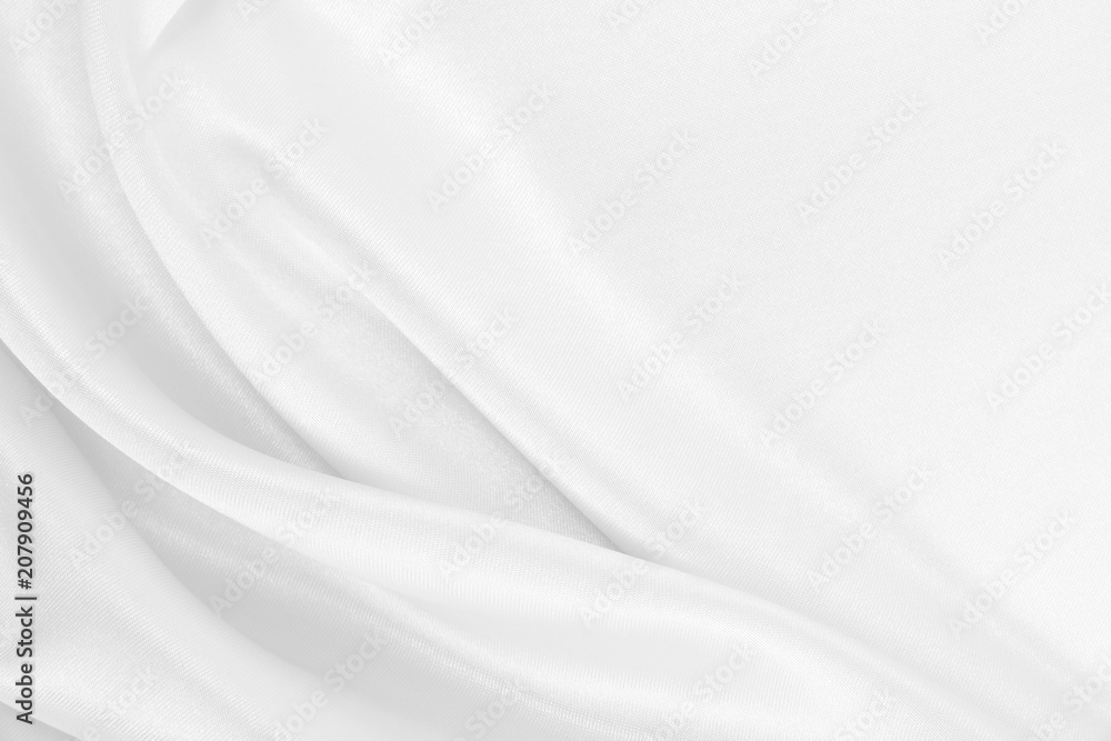Wall mural smooth elegant white silk or satin luxury cloth texture as wedding background. luxurious christmas b
