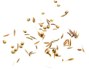Sesame seeds with bread on white background