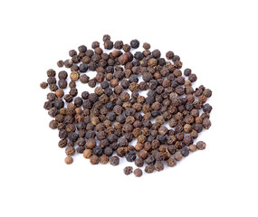 dried black peppercorns isolated on whitebackground