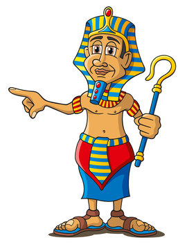 Pharao, ägyptischer König und Gott, Cartoon freigestellt
