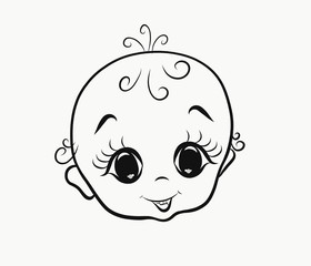 Cheerful kid with big eyes, head