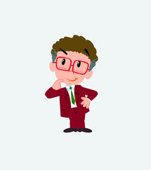 Businessman with glasses thoughtful and happy.