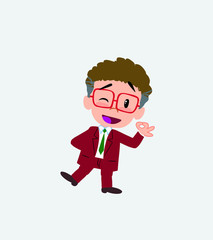 Businessman with glasses doing the OK sign with his hand.