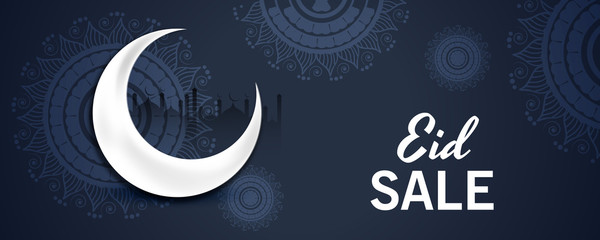 Sale Banner Or Sale Poster For Festival Of Eid Mubarak with Text space Background.