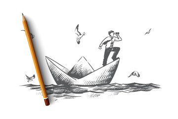 Business vision concept. Hand drawn isolated vector. © drawlab19