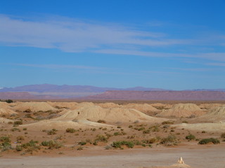Briliant panorama of Ketthara, a water well at african Sahara desert landscape near city of Erfoud...