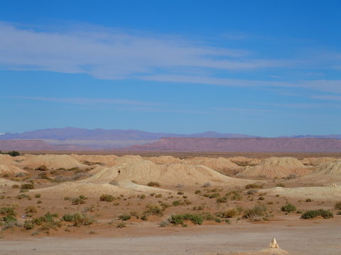 Briliant panorama of Ketthara, a water well at african Sahara desert landscape near city of Erfoud in Morocco