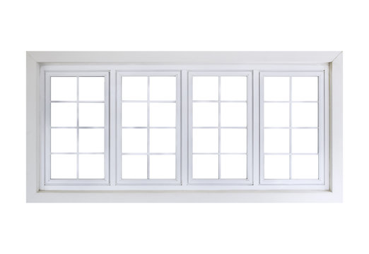 Large white window closed isolated on white background with clipping path