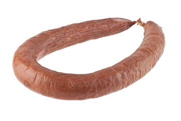 sausage with lard isolated on white background